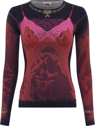 Marine Serre Red Printed Crew Neck Top