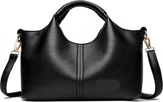 Generic Soft Leather Womens Handbag Tote Bag Fashion Women Shoulder Trendy Female Commute Crossbody Bags Wallet(Black)