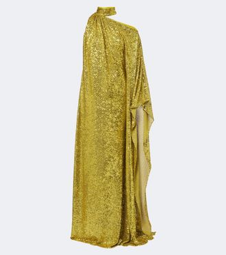 Taller Marmo Atlas Disco sequined one-shoulder gown