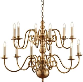 Loops Luxury Hanging Ceiling Pendant Light Traditional 12 Lamp Solid Brass Chandelier