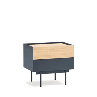Teulat Mesita de noche 2 cajones gris antracita y roble