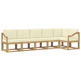 vidaXL Conjunto De Sof&aacute;s De Exterior 6 Pcs Blanco Y Crema Poli&eacute;ster Vidaxl
