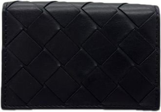 Bottega Veneta Black Blue Intrecciato Wallet (Tri-Fold) (Pre-Owned)