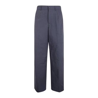 Dries Van Noten Pantaloni Larghi in Popeline di Cotone - - Trousers - Uomo - Grigio - S