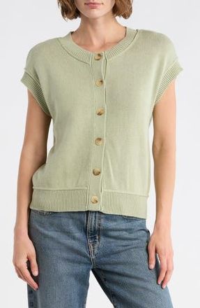 Blu Pepper Cap Sleeve Button Front Cardigan in Light Olive at Nordstrom Rack, Size Medium