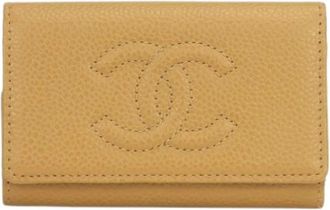 Chanel Pre-owned Accessories, female, Beige, Size: ONE SIZE Pre-owned Leather Key Holder