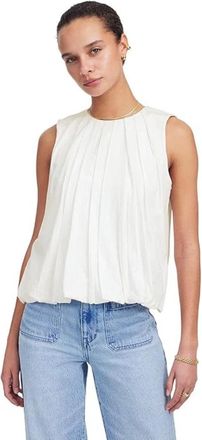 Madewell Womens Madewell Bubble Top White Crew Neck Sleeveless Blouse RED1265