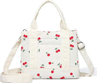 Generic Cute Cherry Shoulder Bag for Women Adjustable Strap Crossbody Bag with Front Pocket Hobo Bag Zipper Satchel Bag for Work Travel (S)