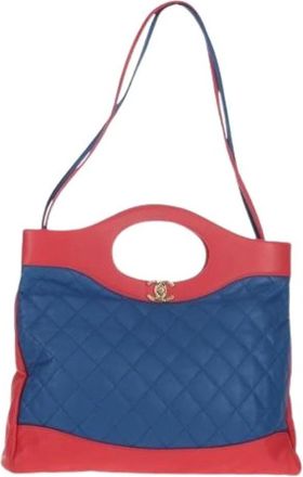 Chanel Pre-owned Leather chanel-bags - Dames - Vintage Shopper - Blauw - ONE Size - Vintage