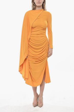 Bottega Veneta Viscose Midi Dress with Draped Design Bottega Veneta