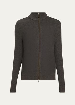 Ermenegildo Zegna Mens 14GG Cashseta Full-Zip Sweater