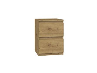 OEM Mesita De Noche Moderna De Roble Con 2 Cajones - Mesita De Noche Para El Dormitorio