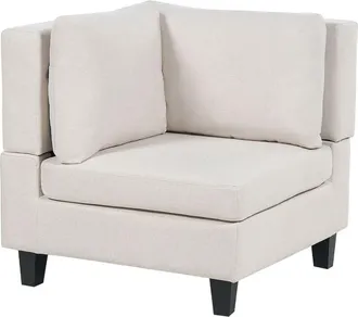Beliani Beliani - Fabric Polyester 1-Seat Corner Section Armchair Seat Padded with Throw Cushion Light Beige Unstad