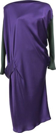 Alberta Ferretti Long Sleeve Midi Dress in Purple Silk