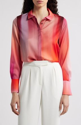 Kobi Halperin Printed Silk Blend Button-Up Shirt in Poppy Multi at Nordstrom, Size X-Large