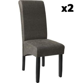 TecTake 2 Sillas de comedor ergon&oacute;micas, s&iacute;mil cuero, tapizadas gris m&aacute;rmol