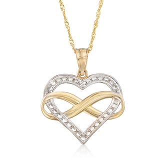 Ross-Simons 14kt 2-Tone Gold Diamond-Cut Infinity Heart Pendant Necklace