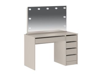 Vente-Unique Tocador con espejo con LEDs - 5 cajones - Beige - JENEMI