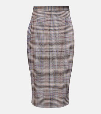 Frankie Shop Aurora plaid sheer mesh midi skirt