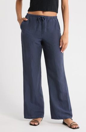 Marine Layer Perfect Linen Blend Drawstring Pants in Blue/Blue Stripe at Nordstrom, Size X-Small