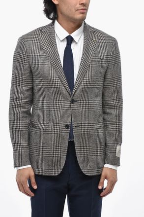 Corneliani CC COLLECTION Blazer Semifoderato in Misto Lana Pied de Poule Corneliani