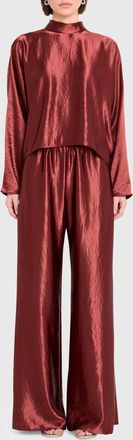 Amanda Uprichard Mariko Wide Leg Pants In Russet