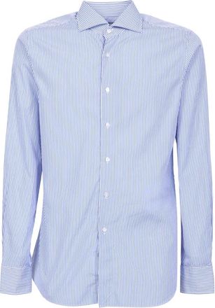 Dell'Oglio Pinstripe overhemd met lange mouwen - Heren - Zakelijke Overhemden - Veelkleurig - 3XL - Katoen - Overhemden