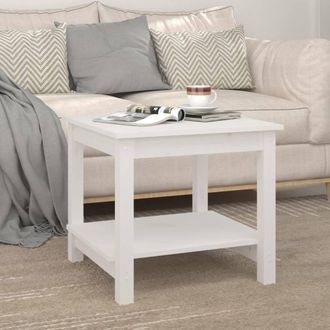 Berkfield Home Beautiful Coffee Table White 50x50x45 cm Solid Wood Pine | Size: 50 x 50 x 45 cm