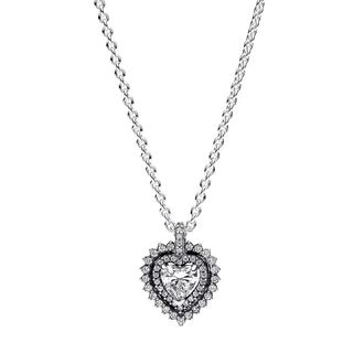 Pandora Necklaces - Heart sterling silver collier with clear cubic zir - silver - Necklaces for ladies