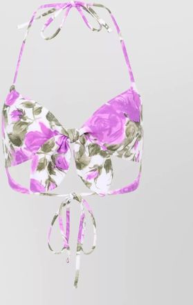 Chlo&eacute; floral bikini top front bow detail