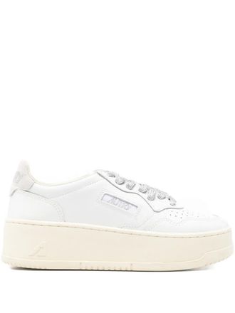 Autry Medalist metallic-lace sneakers - women - Calf Leather/Calf Suede/Calf Leather/Cotton/Nylon/Rubber - 39 - White