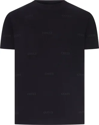 Gucci JACQUARD WOOL AND SILK BLEND T-SHIRT WITH ALL-OVER LOGO - Gucci - Man