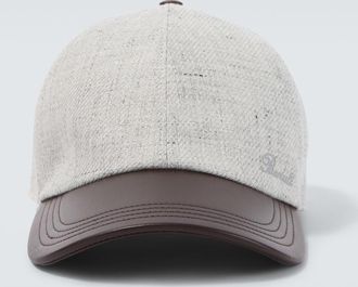 Berluti Leather-trimmed linen, wool, and silk baseball cap
