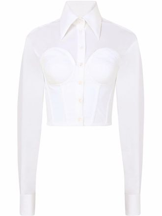 Dolce & Gabbana corset-style shirt - women - Cotton/Spandex/Elastane - 38 - White