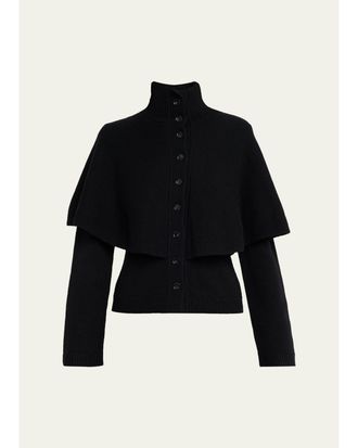 Vince Wool-Blend Turtleneck Cape