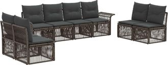 vidaXL Conjunto De Sof&aacute;s De Jard&iacute;n 8 Uds. Gris Rat&aacute;n Sint&eacute;tico Vidaxl