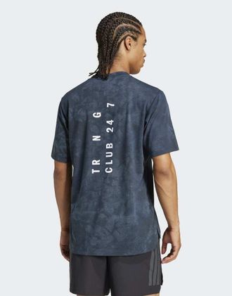 adidas adidas Performance - Power - T-shirt color aurora inchiostro e nera con grafica-Blu navy