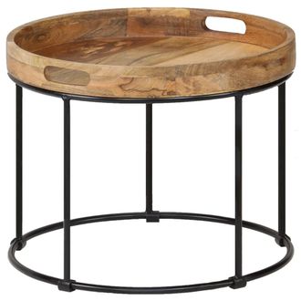 vidaXL Vidaxl - Mesa De Centro De Madera Maciza De Mango Y Acero 50x40 Cm