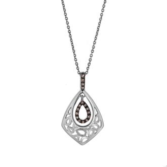 LuvMyJewelry Soraya Sterling Silver 0.08 Ct Diamond Teardrop Pendant