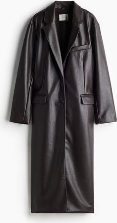 H&M Beschichteter Mantel in Oversize-Passform - Brown
