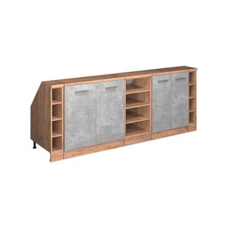 Vicco Armario De Cocina Para Techo Inclinado R-line, Hormig&oacute;n, 210 Cm Lote De 5 Carcasas De Armario 60 Cm De Profundidad, Vicco