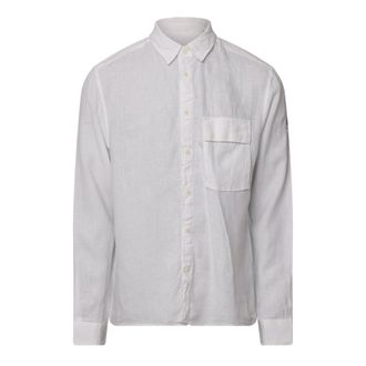 Belstaff Mens Garment Dyed Linen Scale Shirt in White - Size X-Large