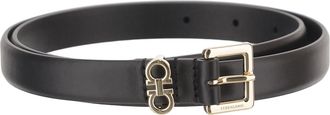 Ferragamo Black Double Hook Leather Belt