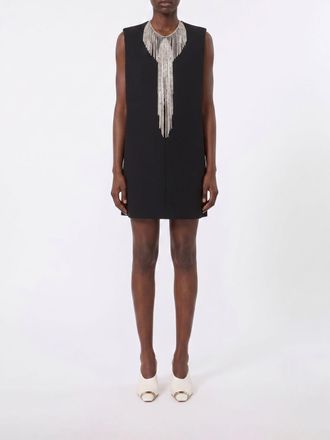 Sportmax Cady Sheath Mini Dress with Jewel Collar and Rhinestones