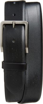 Karl Lagerfeld Debossed Logo Perforated Belt in Black at Nordstrom Rack, Size 32