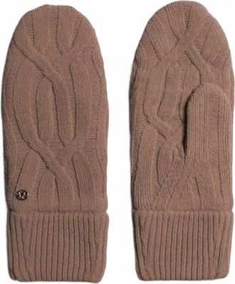 lululemon Womens Cable-Knit Fleece-Lined Mittens In Taupetastic