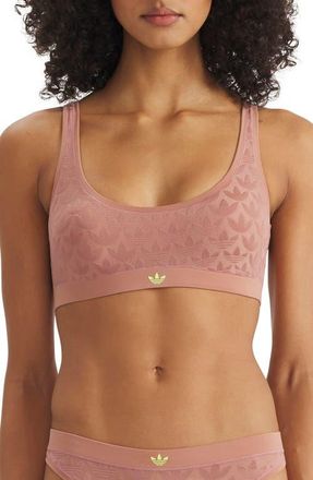 adidas Originals Microterrot Monogram Comfort Scoop Bralette in Warm Clay at Nordstrom, Size Xx-Large