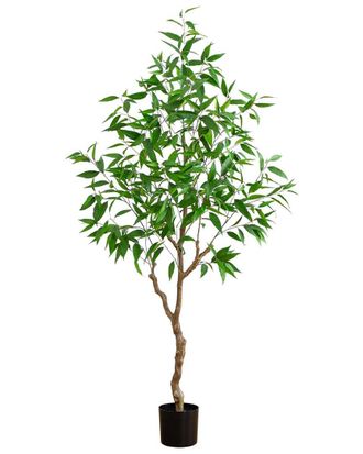Nearly Natural 7ft Artificial Long Leaf Greco Eucalyptus Tree with Real Touch Leaves