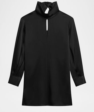 Theory Long-Sleeve Tie-Back Satin Dress