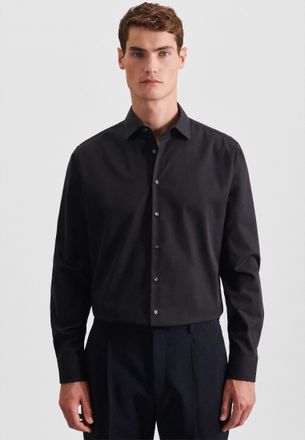 Seidensticker Businesshemd SEIDENSTICKER Schwarze Rose, Herren, Gr. XXL (45), normale &Auml;rmell&auml;ngen, schwarz, 100% Baumwolle, unifarben, tailored fit, 2-Knopf-Mansche
